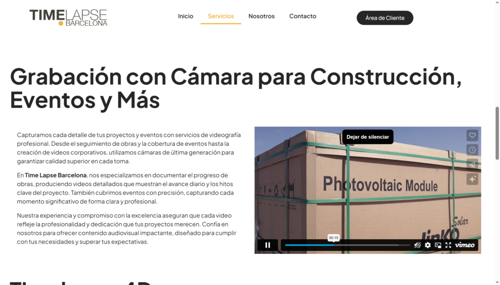 Time Lapse Barcelona, estrategia digital y web a medida para destacar en el sector audiovisual