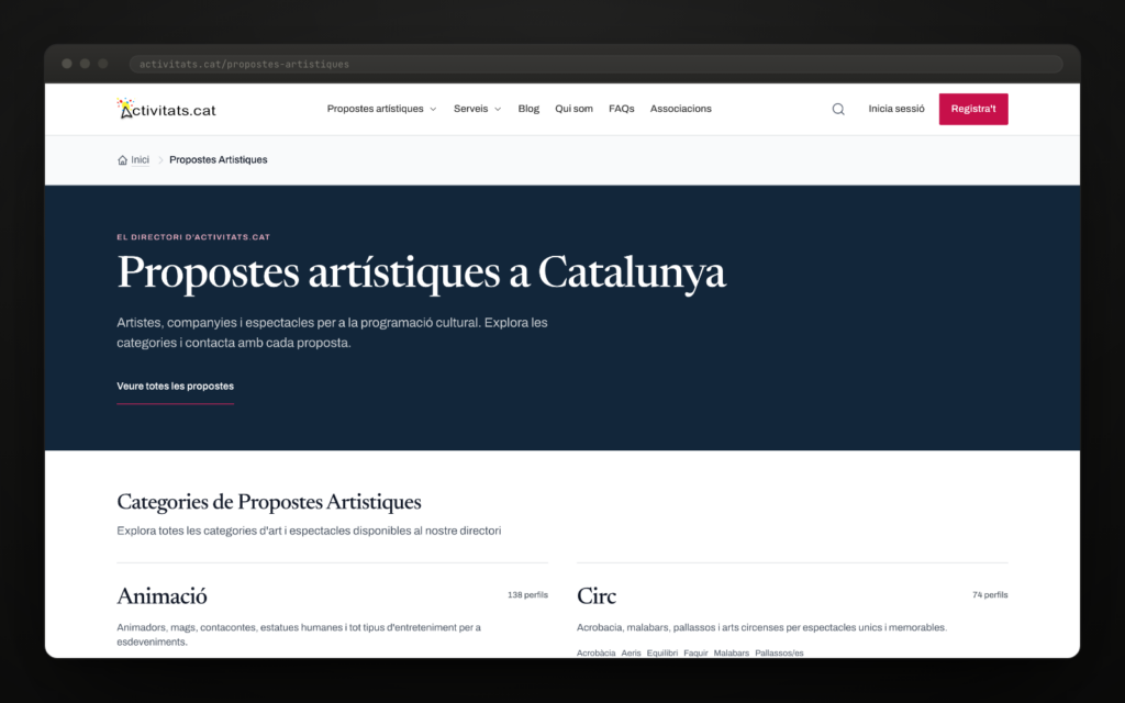 Nueve categorías artísticas y ciento ochenta y una subcategorías.