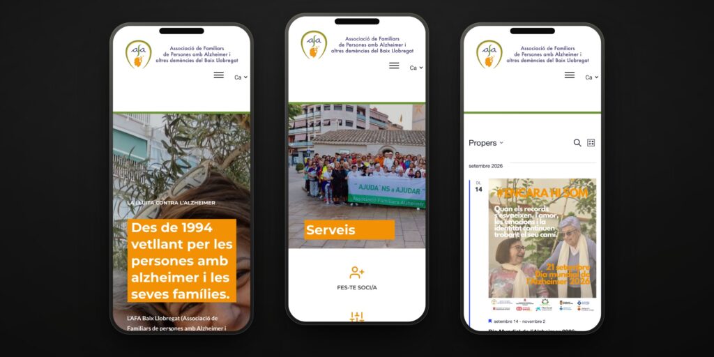 Iconos, servicios y agenda, reordenados para el móvil.