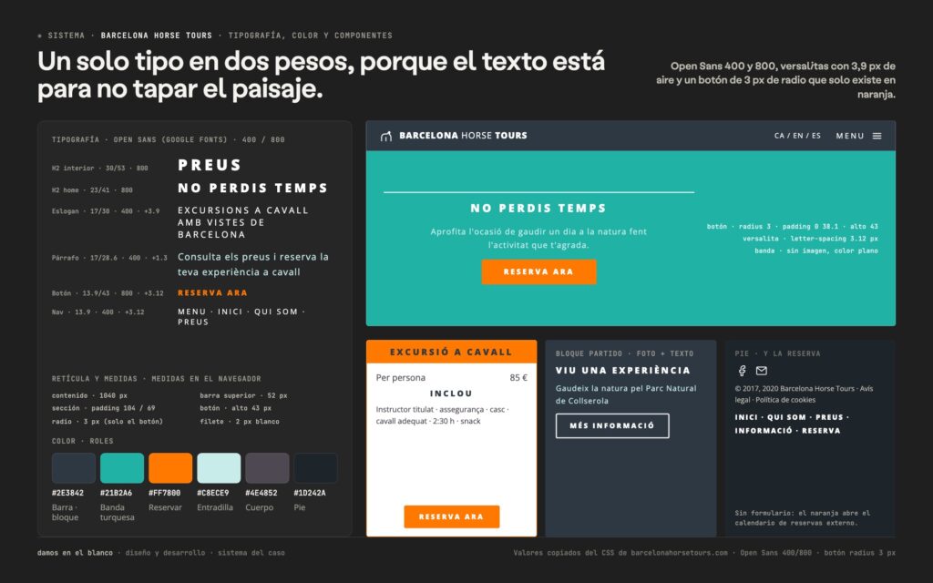 Un solo tipo en dos pesos para que el texto no tape el paisaje.