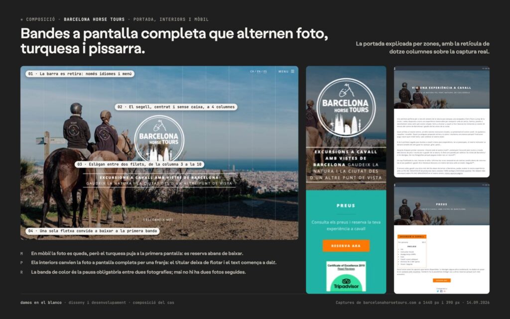 Barcelona Horse Tours, una web trilingüe que ven la ciutat vista des d’un cavall