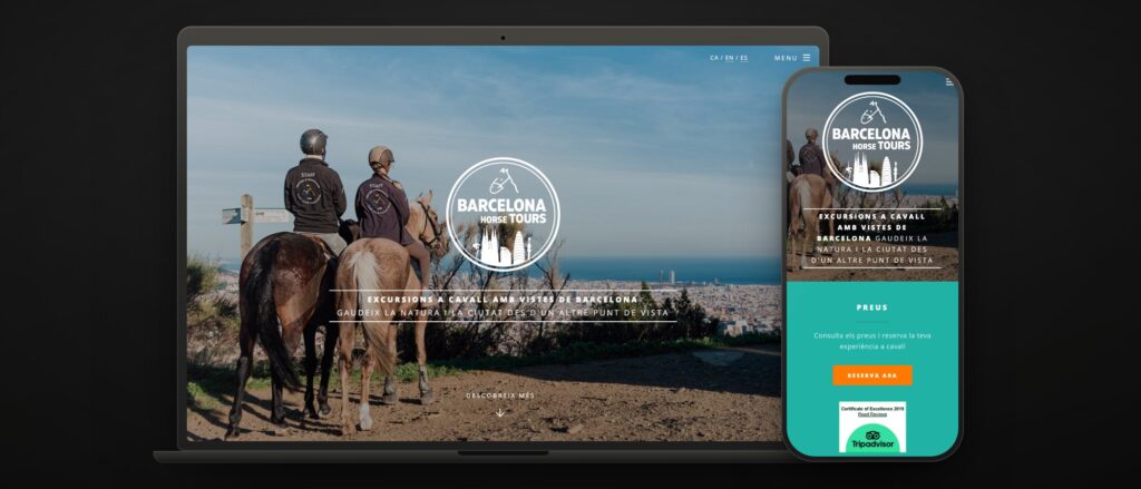 Barcelona Horse Tours, una web trilingüe que vende la ciudad vista desde un caballo