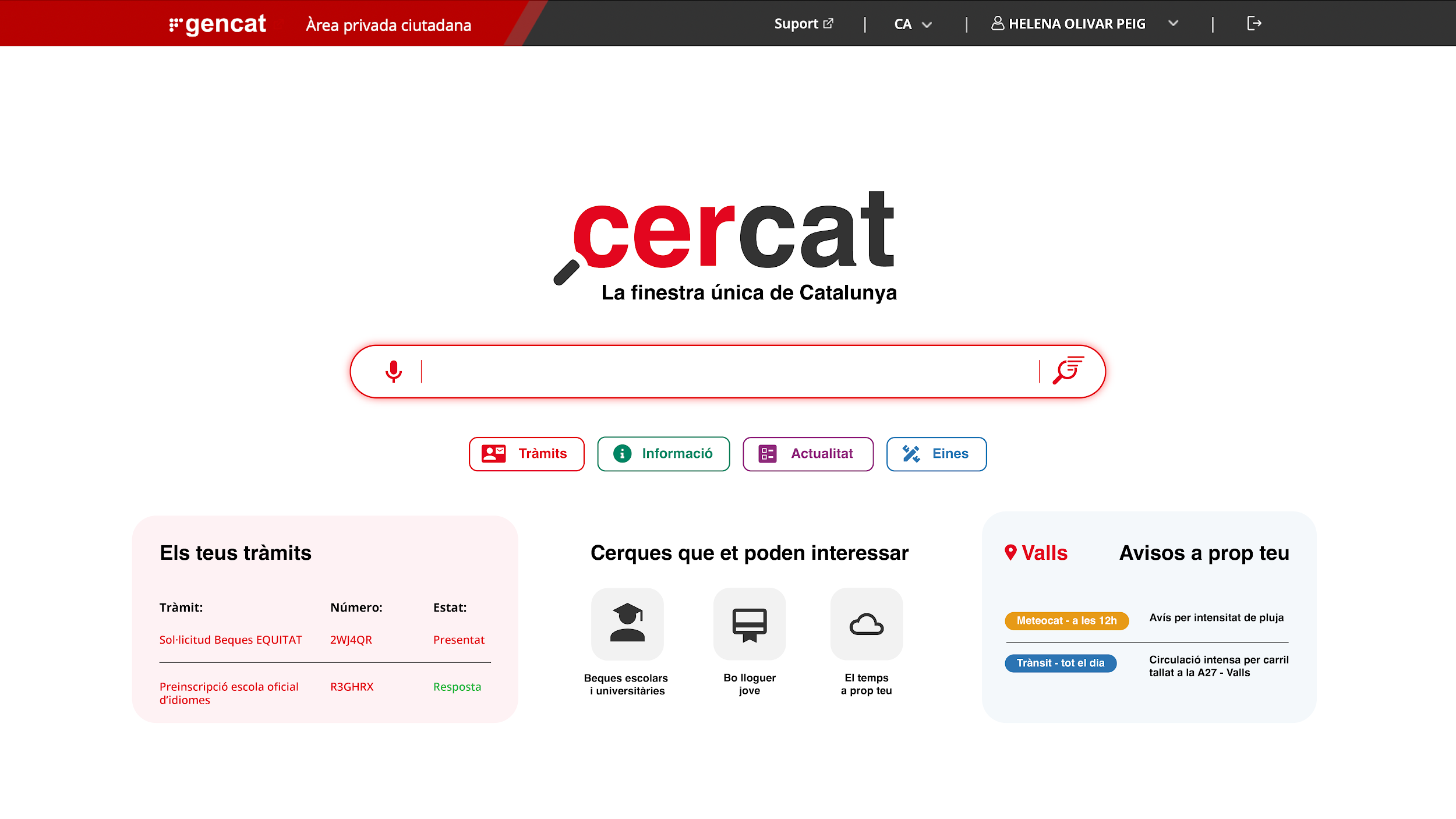 La propuesta reúne búsqueda, accesos a trámites y avisos en una misma entrada. Prototipo de diseño · memoria de septiembre de 2024 · datos de demostración.