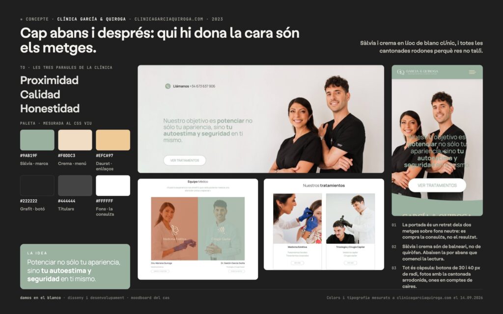 Clínica García & Quiroga, una web on qui dona la cara són els metges