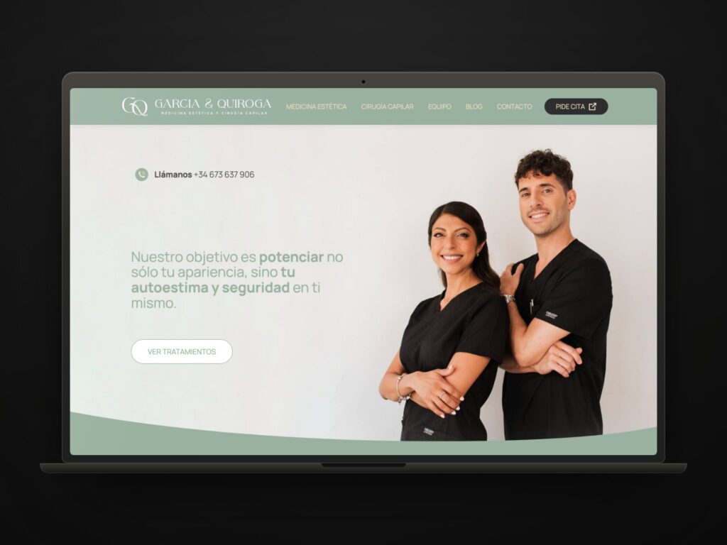 Clínica García & Quiroga, a website where the doctors are the ones who show their faces