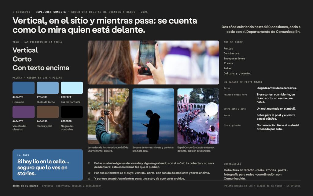 Servicio de cobertura digital para eventos y redes sociales del Ayuntamiento de Esplugues