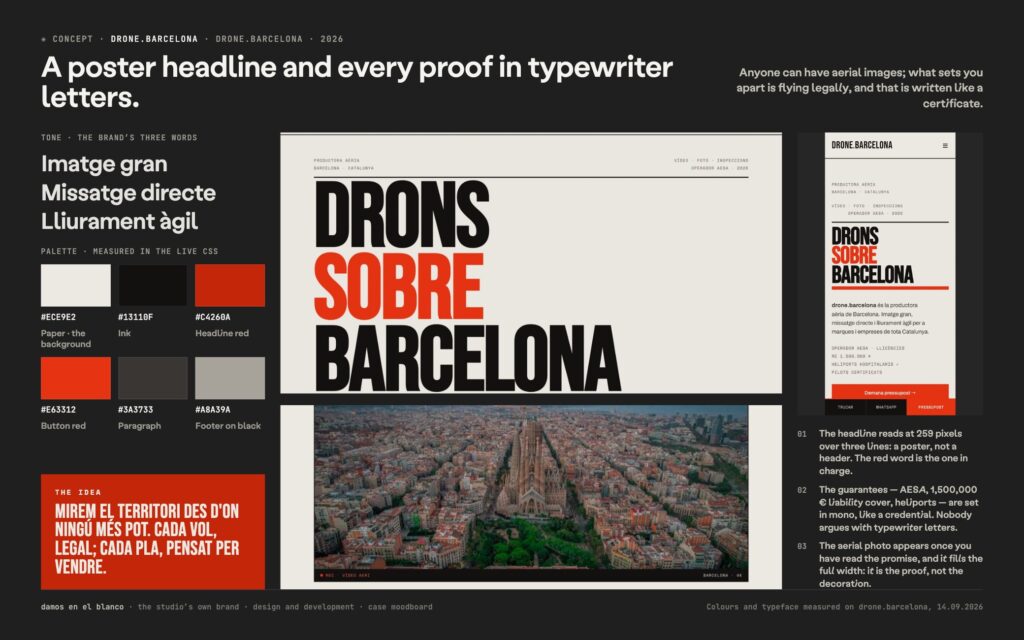 drone.barcelona, an own brand that sells permits before postcards