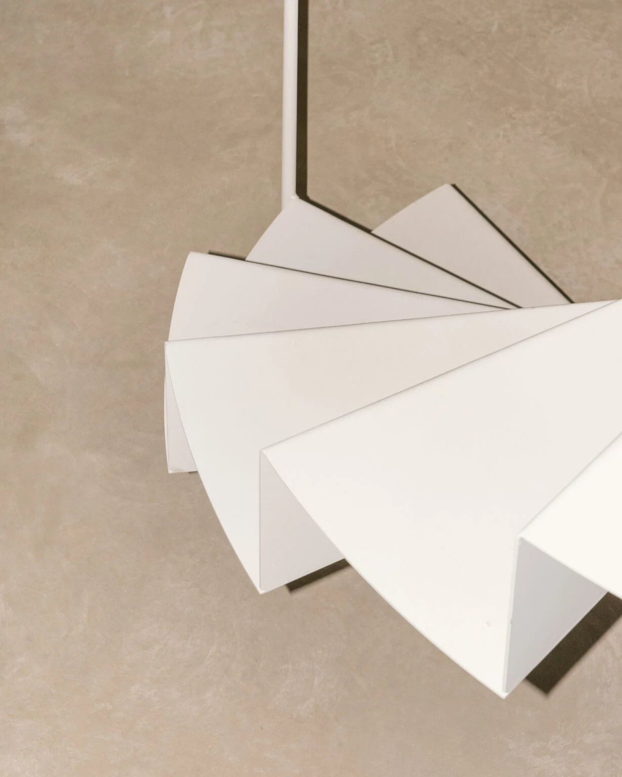 Top view of a white staircase