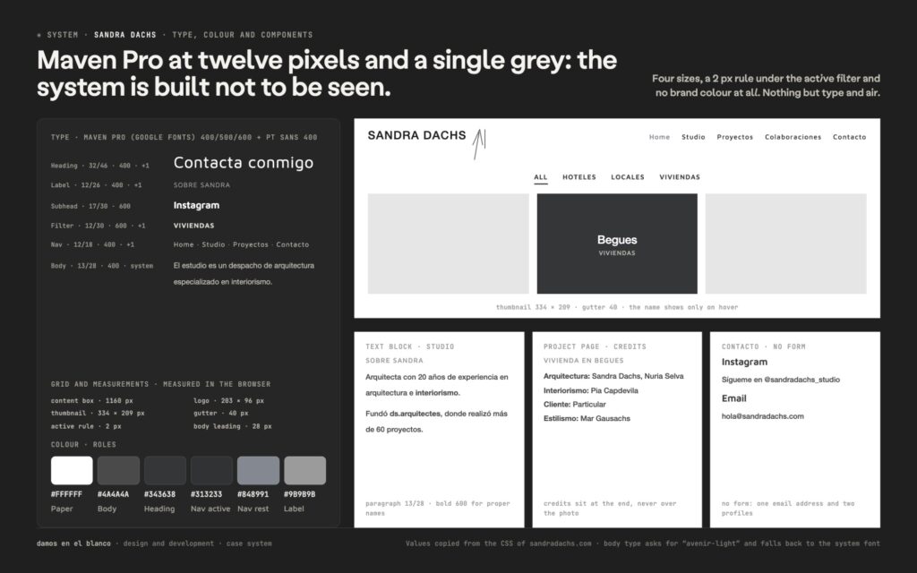 Sandra Dachs, a website that steps aside so the work can be seen