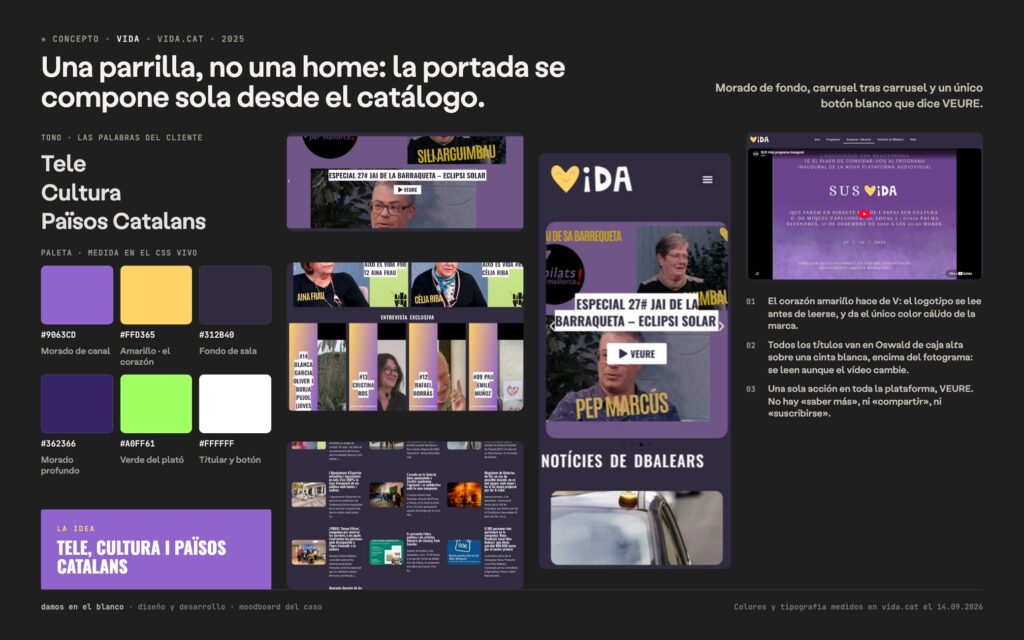 Vida, una plataforma audiovisual en catalán con tecnología y diseño que conectan
