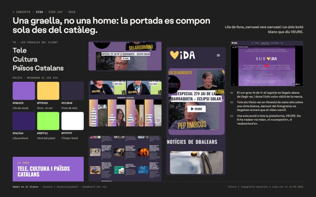 Vida, una plataforma audiovisual en català amb tecnologia i disseny que connecten