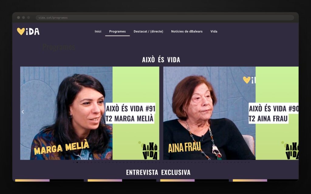 Nou franges de programació, una graella i ni un menú desplegable.