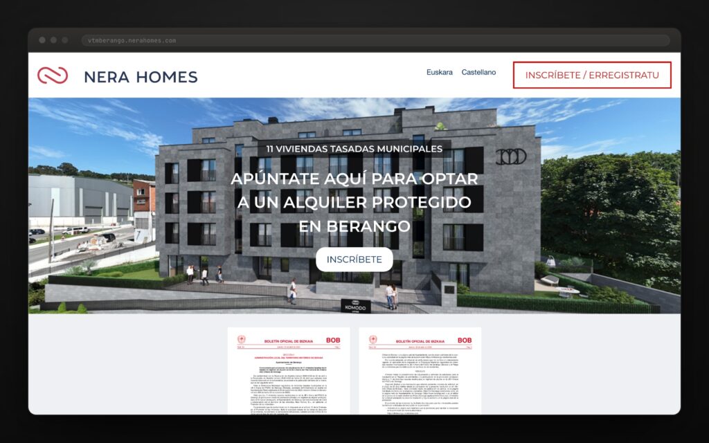 Todo el proceso cabe en una página: render, boletín oficial y formulario.