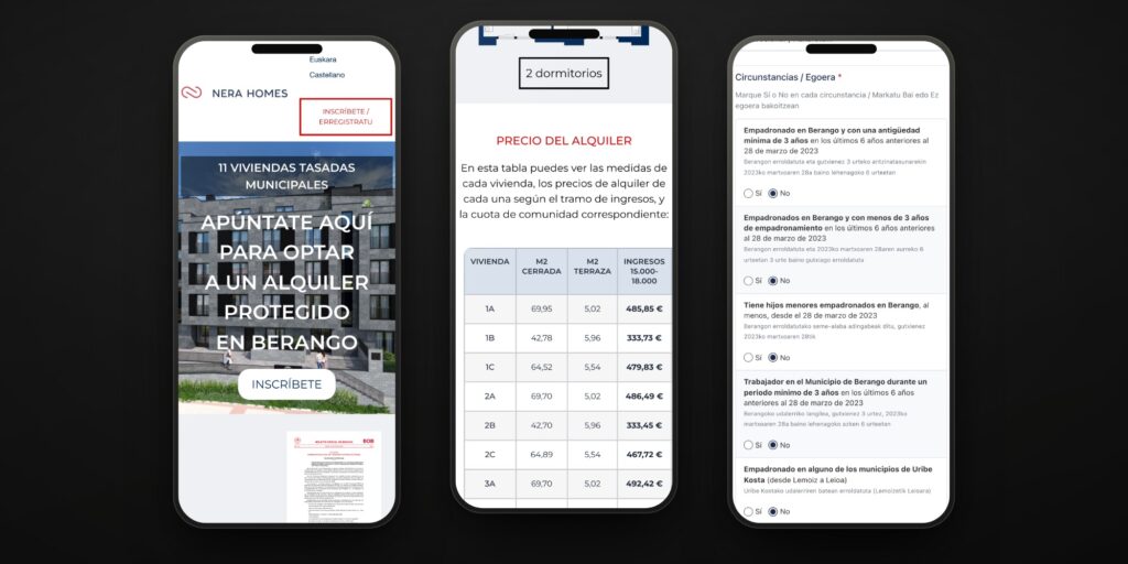 La tabla y el formulario también funcionan en una pantalla estrecha.